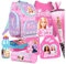 Barbie Mattel Schulranzen 9 Teile Set Ranzen Tornister Schultüte 85 cm mit Sticker-von-Kids4shop Tasche Federmappe Puppen Motiv