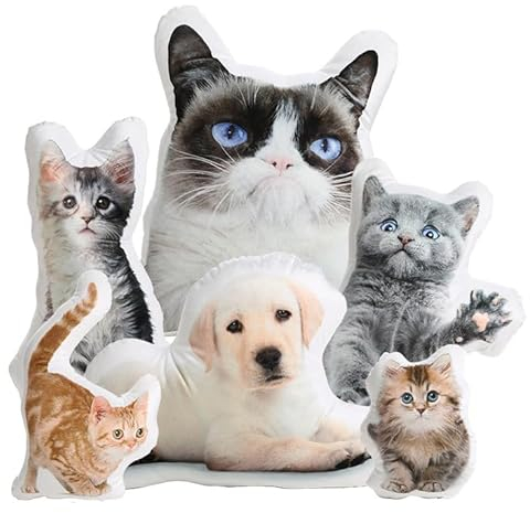 EKMON Personalisierte Haustier Kissen Hund Katze geformte Kissen, Doppelseitige 3D-Druck Foto Kissen - Weichen Plüschtier Zuhause Sofa Autositz Dekorative Einzigartige Geburtstagsgeschenk/50CM