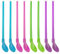 ZZLZX Lot de 8 cuillères à paille en plastique réutilisables amovibles pour cocktail et café (rose, violet, bleu, vert, 2 de chaque)