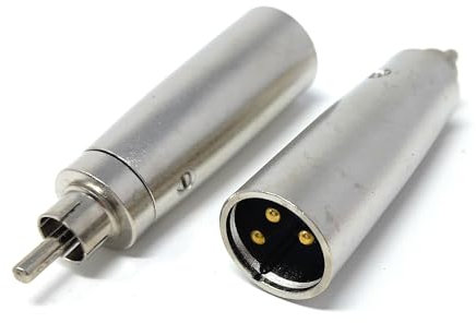 DRUT 2pcs. XLR Male Plug 3 Pins to RCA Phono Plug Mono Audio Cable Converter Adapter (Silver)