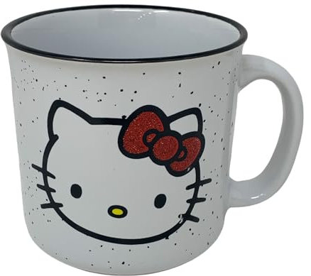 Silver Buffalo Hello Kitty Ceramic Coffee Mug (Hello Kitty/Red Glitter Bow)
