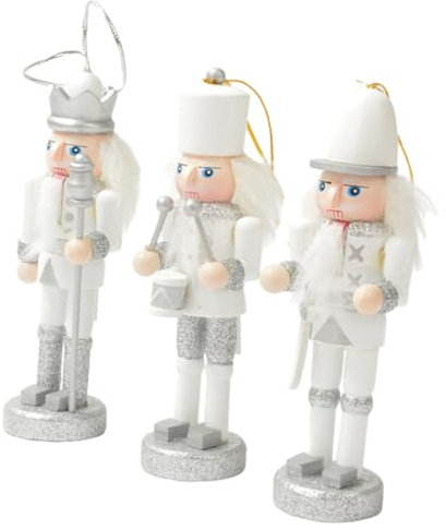 GOOHOCHY 3 Pièces Pendentif Soldat Casse- en Bois Décor De Noël Casse-Noisette Statue De Casse-Noisette Décor De Casse-Noisette en Bois à Suspendre Ornement Sapin De Noël Table à Manger
