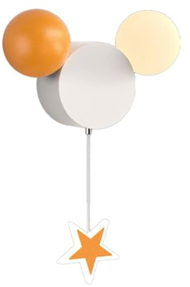 YiiNaio Wandleuchte für Kinderzimmer, LED, Mickey, Wandleuchte, orange, warmes Licht, Hängeleuchte, für Jungen und Mädchen, Schlafzimmer, Weiß, Cartoon, Leselampe, Ø26 cm