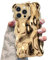 UEEBAI Case for iPhone 15 Pro Max, Cute Solid Color Curly Wave Shape Shockproof Soft TPU Bumper Phone Case, Candy Color Water Ripple 3D Silicone Slim Pretty Case Non-yellowing Cover - Gold