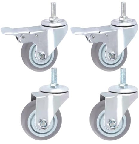 4 × Lenkrollen TPR-Gummi Gewinde M16 × 30 Schwerlast-Rollen 600kg Krankenhaus Rollen mit Bremse Lenkrollen für Trolleys Möbel Werkbank Super Markt 3'' 4'' 5 Zoll