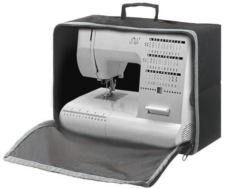 MUHM Plane, Nähmaschinen-Staubschutz, faltbare Oxford-Tuch-Nähmaschinen-Abdeckung, Nähmaschinen-Tragetasche für Reisen und Aufbewahrung, Schwarz , 42X37X20cm