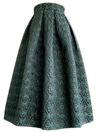Pulcykp Frühling Sommer Mode Jacquard Rock Damen Version Hohe Taille Mittellang Regenschirmrock, S