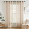 EMEMA 2er Set Sheer Voile Vorhang mit Ösen Transparente Gardine aus Voile Polyester Ösenschal Transparent Wohnzimmer Luftig Dekoschal für Schlafzimmer 140 X 200 cm (B x H) Beige