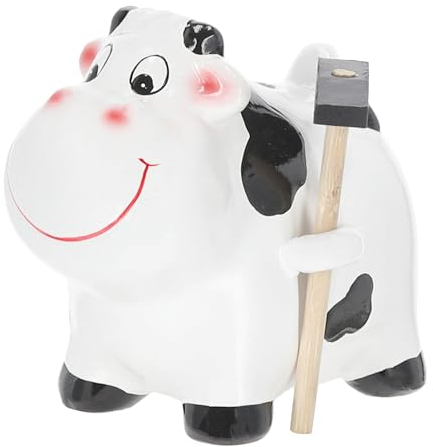 Cepewa wunderschöne Spardose,Sparschwein,Sparbüchse Kuh mit Hammer ca. 13cm hoch