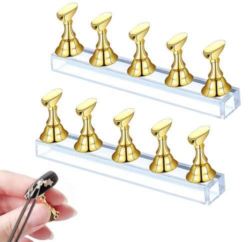 Magnetic Nail Tips Stand, Nail Stand Display, 2 Sets Acrylic Nail Display Stand, False Nail Tips Holder, Nail Stand ,Nail Tip Practice Holder Magnetic, for Painting Nails False Nail Tip Manicure Tool