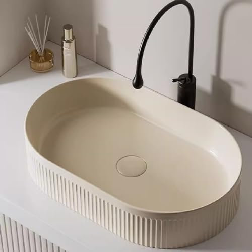 Badezimmer-Waschbecken, Modernes Und Einfaches Keramikwaschbecken, Kratzfestes Kunstwaschbecken for Kleine Wohnungen, Häuser, Balkone, Hotels, Garderoben (Farbe : Yellow, Gr