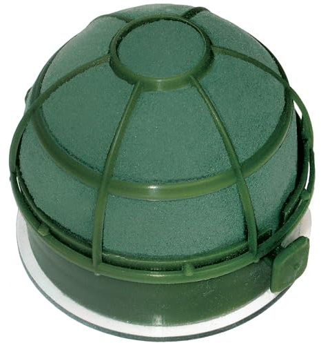 Creativery Nass Steckschaum Kugel 9x7cm mit Saugnapf für Auto - für Profi Floristen & Hobby Bastler - Frischblumen Steckschwamm - Blumen Steckmasse Halbkugel - Floristikbedarf & Autoschmuck - Grün