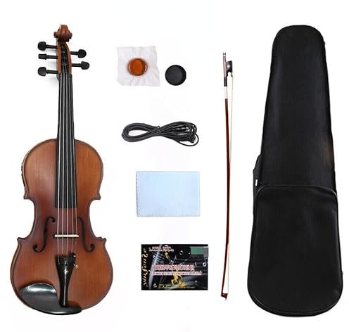 YoungMonic Violino a 5 corde 4/4 violino acero abete fatto a mano in omaggio violino e fiocco ebano (4/4)
