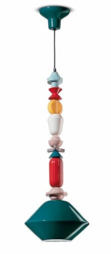 Licht-Erlebnisse Pendelleuchte Keramik in Petrol Bunt Ø 31 cm E27 Handarbeit Retro Design Hängelampe Esstisch Hängeleuchte Esszimmer Wohnzimmer