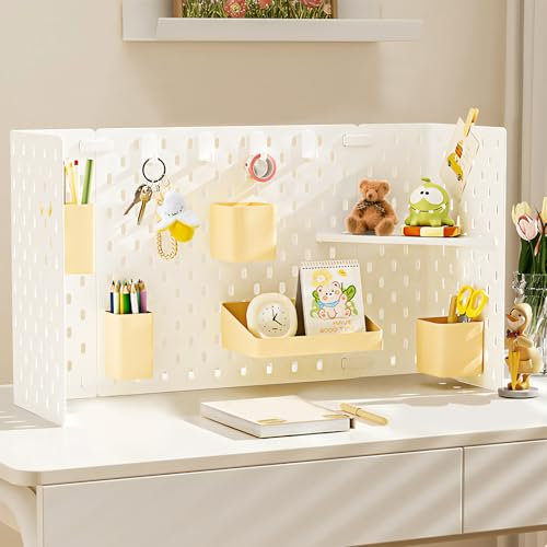 HOTOOLME 2set Werkzeugwand Stecktafel set mit 3 pegboard, 4 Lochwandhaken und 5 Stecktafelkörben, lochplatte für Werkzeug organizer, Bastelorganisation, Ornament-Ausstellung lochwand werkstatt (21)