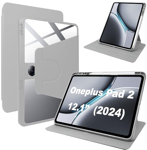 Lemxiee Custodia per Oneplus Pad 2 & OPPO Pad 3 Pro Cover,Custodia in pelle PU + Acrilico trasparente per supporto rotante/Slot per penna per Oneplus Pad 2 & OPPO Pad 3 Pro case