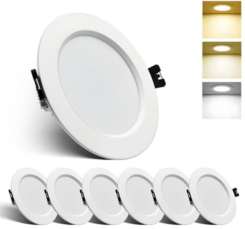 Großcat LED Einbaustrahler 230v 10W Ultra Flach Led Spots, Warmweiß 3000K Neutralweiß 4000K Kaltweiß Einbauleuchten, Ø90-100mm Lochdurchmesser, Deckenspots LED für Badezimmer Küche, 6er Set