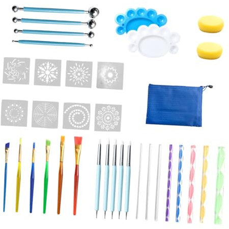 HOODANCOS 36-teiliges Mandala-malwerkzeug Zufällige Vorlagen Für Steine ​​und Ton