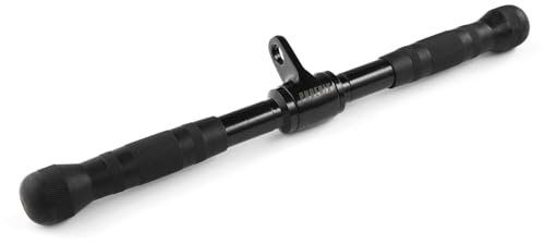 Phoenix Fitness Cable Machine Attachments - Heavy-Duty Pulley Machine Exercise Handles, Lat Pull Down Bars, Rope Attachments or Ankle Straps for Home Gym Workout - Black, Revolving Straight Bar
