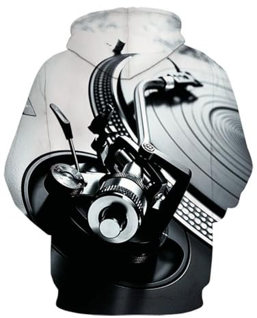 SANBEC Felpa con Cappuccio per Radio Musicale retrò da Uomo con Stampa 3D Felpa Pullover romanzo Casual Oversize Cool Streetwear