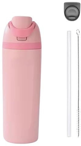 DUTHINGS-stainless steel water bottle with straw-insulated water bottle-sports water bottle-water bottle for school-24 oz stainless steel water bottles-insulated tumblers-waterbottle (PINK)