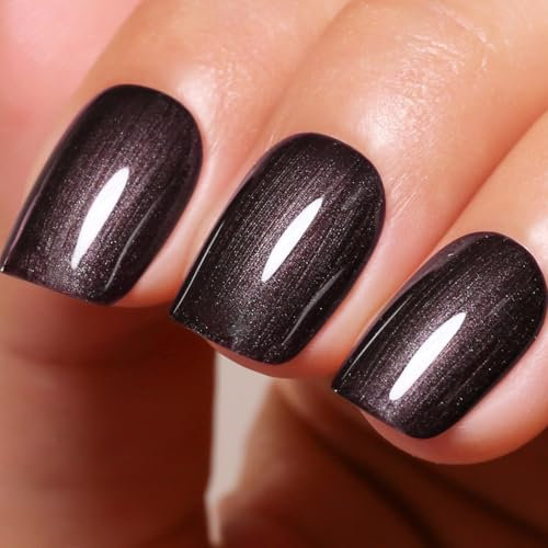 Ozzeal Pearl Gel Nail Polish, Black Glitter Pearl Gel Nail Polish Sparkle Shimmer Gel Brown Pearl Glitter Nail Polish Fall Winter Soak off LED UV Gel Nail Polish for Art DIY Manicure 15ML
