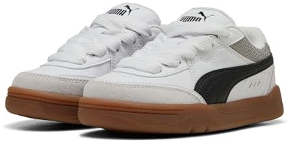 PUMA Park Lifestyle SK8 PS Sneaker, White Black-Feather Gray, 32.5 EU