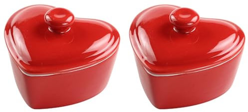 Forme de Coeur Ramequin Four, Ramequin Creme Brulee, Cassolette Individuelle Four, Ramequin avec Couvercle Disponible pour Flan, Bols à Tapas Et Sauces, Pour Saint Valentin, Mariage