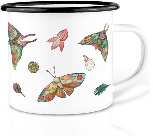 Ligarti® Emaille Tasse (leicht & robust) | Design Cup, Camping Becher handveredelt in Deutschland | Kaffeetasse, Emaillebecher
