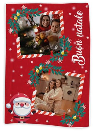 Generico ''Foto di Natale'' Plaid in Pile Coperta Personalizzata con nomi Idea Regalo Natale Casa Letto Caldo Divano Invernale Decorazioni Natalizie Diverse Misure Disponibili