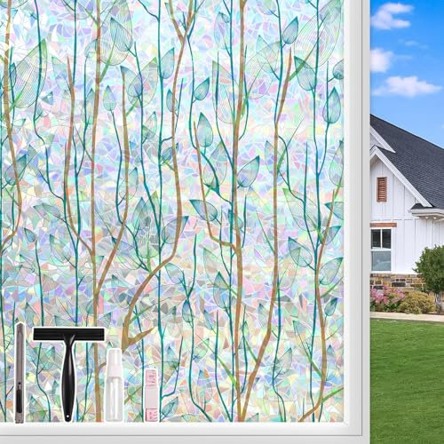 KROMAPOLIS Fensterfolie Sichtschutzfolie Bunt Klebefolie Fenster 90 x 200 cm Grün Regenbogen UV-Schutz