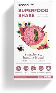 Kendalife Super Food Healthy Diet Shake Strawberry Banana & Acai, High Protein 20g, Low Calorie, No Added Sugar, Vitamins and Minerals, Reduced Lactose