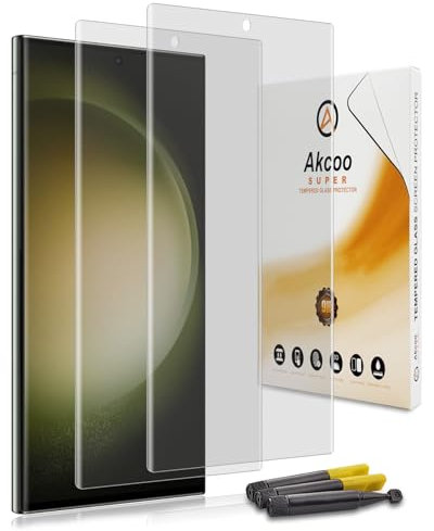 Akcoo Lot de 2 films de protection d'écran mats en verre trempé pour Galaxy S23 Ultra - Anti-reflet - Anti-traces de doigts - Toucher sensible - Compatible avec Samsung S23Ultra 5G