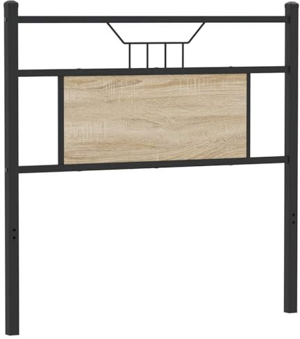 vidaXL Tête de lit chêne Sonoma 75 cm Bois d'ingénierie et Acier, Panneau de tête, tête de lit pour lit Simple, tête de lit Simple
