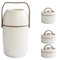 Genérico Termo para Alimentos con Compartimentos, Diseño Agradable y Funcional - Blanco y Beige - 1,2 Litros y 1,5 Litros (2 o 3 recipientes) - Plato incluido y Asa de transporte. (Blanco, 1,5 L)