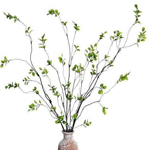 Cherica 4 Pcs Artificial Ficus Branches Faux Eucalyptus Stems, 47.2 Inch Fake Greenery Stems Artificial Plants for Vase Filler Decoration, Fake Leaves Branches Centerpieces Decor