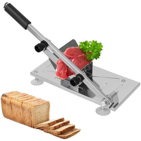 CROWNSHOP Frozen Meat Slicer Manual Bone Meat Cutter Stainless Steel Ribs Meat Chopper Home Commercial Food Slicer Machine for Fish Chicken Beef Frozen Meat Vegetables Deli BBQ Cooking (B)