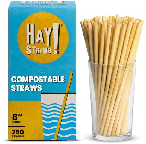 HAY! Straws Long Disposable Drinking Straws, 8 Inch, 250 Count