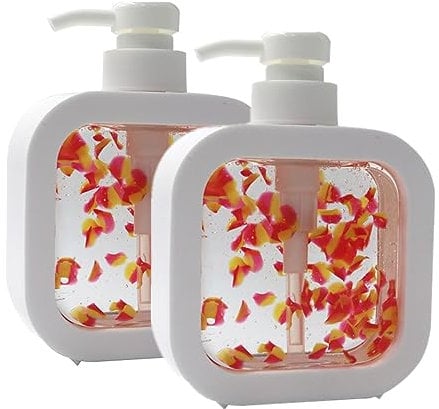 Hongmeru Clear Soap Dispenser with Rust Proof Pump, Dish Dispenser(2 Pack,17 Oz) Bathroom/Kitchen, Plastic Hand Soap Dispensers with Protective Frame, Refillable Pump Bottle for Liquid Soap