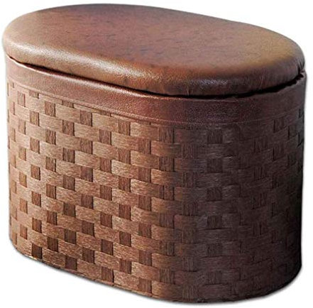 SofSeat Pouf ottoman avec rangement, repose-pieds en rotin tressé pour entrée extérieure
