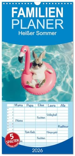 Familienplaner 2026 - Heißer Sommer mit 5 Spalten (Wandkalender, 21 cm x 45 cm), CALVENDO: Dieser Kalender zeigt dir die lustigsten und ... Freunde den Sommer genießen. (CALVENDO Tiere)