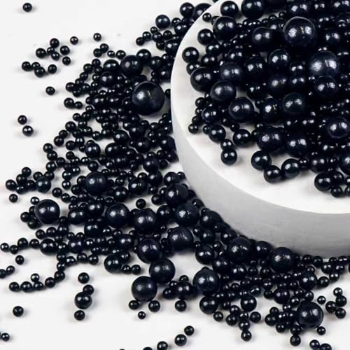 Black Pearl Sprinkles, Edible Black Pearls Sugar Sprinkles for Cake Decorating, Black Cake Decorations, Cupcake Cookies Topper, Birthday Party Supplies