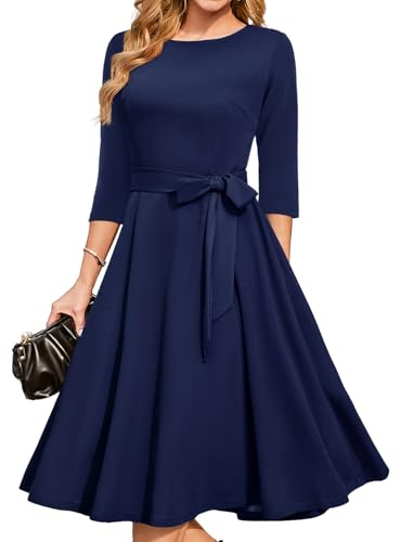 DRESSTELLS Velvet Cocktail Dresses for Women, Winter Holiday Dress, 3/4 Long Sleeves Party Formal Dress