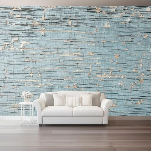 3D Mural Wallpaper for Living Room, Bedroom, Kids Room Vintage Texture Paint – Large Photo Mural for Tv Background Wall Blue White Non-Woven Art Decor Poster 200 X 140 Cm