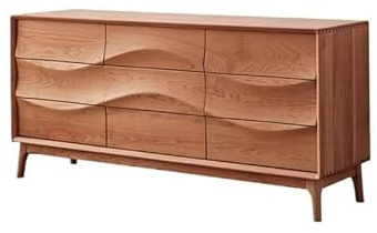 LINKIO Esstisch, Massivholz, 160 x 45 x 75 cm, japanischer Aufbewahrungsschrank, Kirschbaum, für Schlafzimmer, modernes Möbel mit Schubladen, Wohnzimmer, Buffet mit Stauraum