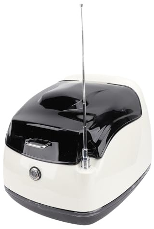 Luocute Motorrad -Heck mit Schloss und Schlüssel, 38L Retro -Wasserdichtungsmotorrad -Top -Hülle Universal Fit für Elektrofahrräder Roller (Weiß + schwarz)