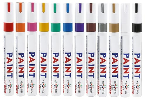 LLHCF Lot de 12 marqueurs permanents à base d'huile pour peinture blanche et verre à séchage rapide