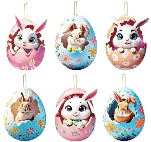 Easter Ornaments Ostern Tree Baumschmuck Niedlich Kaninchen Ornamente für Osterbäume Acrylic Suspension Easter Pendant Ornament für OsternParty Ostern Autotüren Wohndekoration (C)