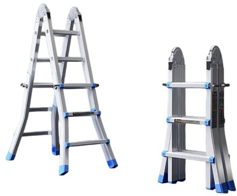 bodentreppe Teleskopleiter mit A-Rahmen, Klappleiter mit Mehreren Positionen und erweiterter Beinhöhe, for Treppen, Heim, Innen- und Außenbereich, Dach dachbodenleiter(3 Steps)