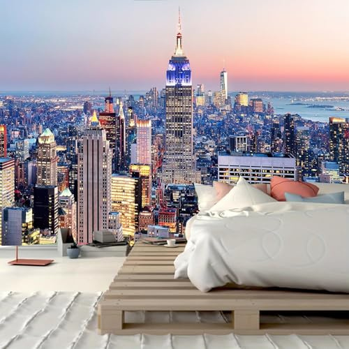 Fototapete New York 3D Effekt Vliestapete Stadtlandschaft Foto Tapete Wohnzimmer Schlafzimmer Flur Wandtapete Motivtapeten Bildtapete Wand Deko 300x210 cm 2965b